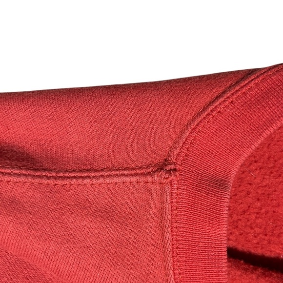 90s TIMBERLAND Weathergear Red Cotton Blend Sweatshirt Embroidered Logo sz L - Picture 10 of 11
